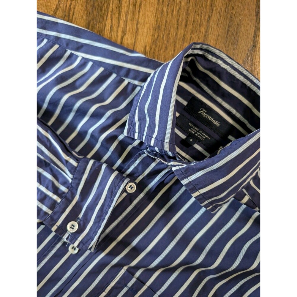 Faconnable MADE IN ITALY Men’s Long Sleeve Button Down Shirt Striped Small